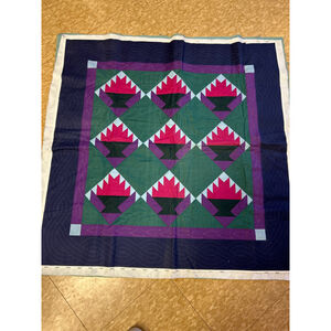 Unbranded Unisex Quilt One Size Green,‎ Teal and Purple, Preowned